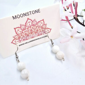 Moonstone Beaded Dangle Earrings