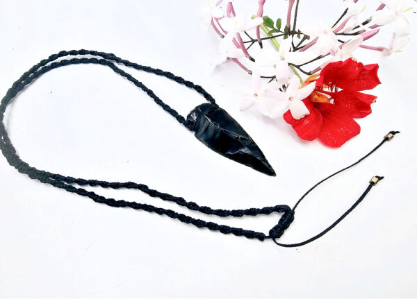 Obsidian Arrow Macrame Necklace - Image 2