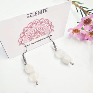 Selenite Beaded Dangle Earrings
