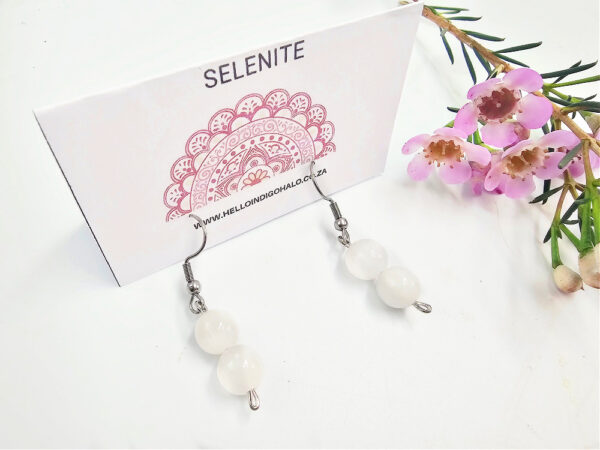 Selenite Beaded Dangle Earrings