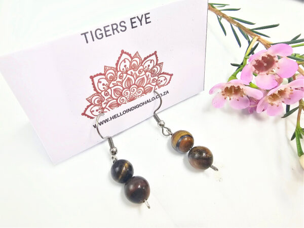 Tigers Eye Beaded Dangle Earrings