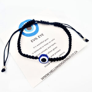 Evil Eye Macrame Bangle (Black)