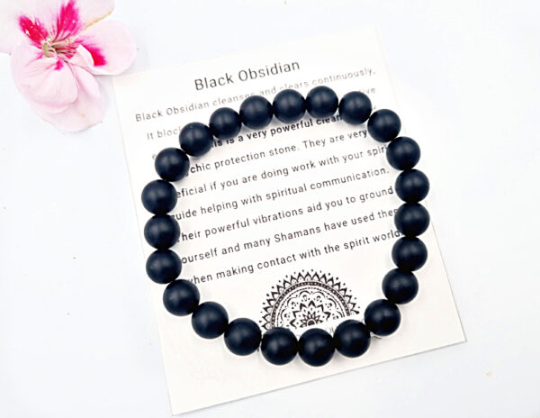 Matt Black Obsidian Bangle (8mm)