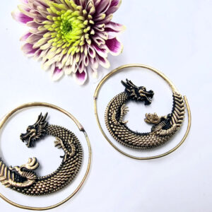Dragon Twirl Earrings (Brass)