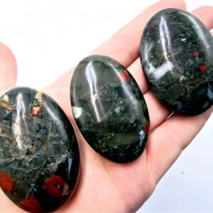 African Bloodstone Palm Stones (6cm) Pyrite Inclusions