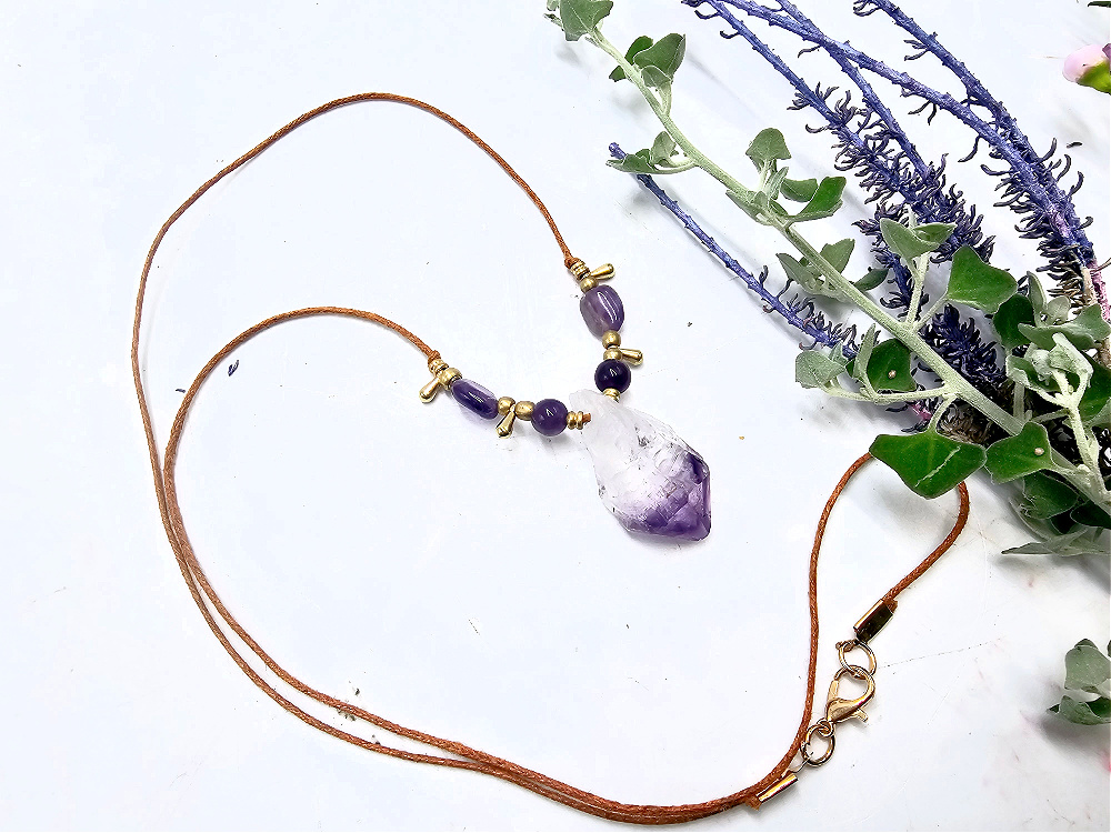 Amethyst Brass Drop Necklace Petite Amethyst Brass Drop Necklace Petite - Image 2