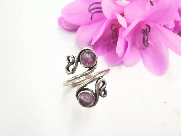 Amethyst Ring Double Spiral