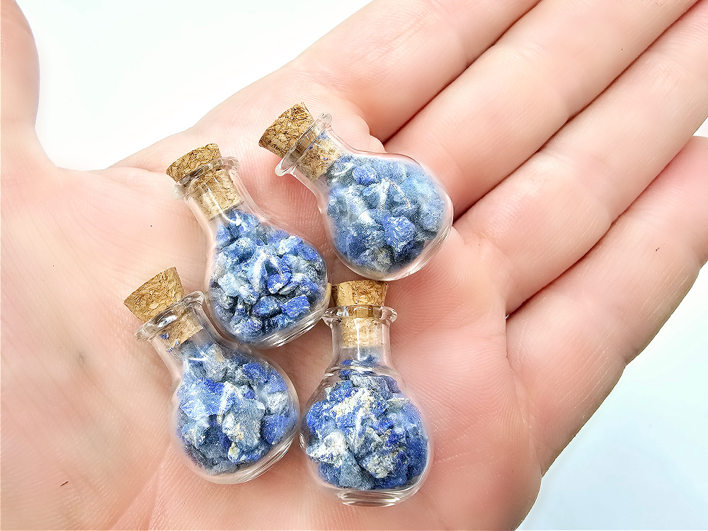 Mini Bottle Of Azurite Chips Mini Bottle Of Azurite Chips