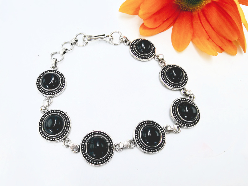Black Onyx Gem Bracelet Links Black Onyx Gem Bracelet Links