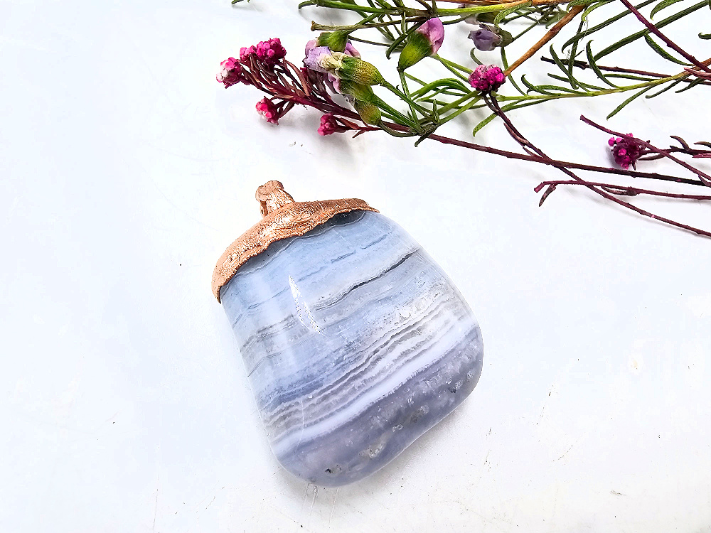 Blue Lace Agate Copper Pendant Blue Lace Agate Copper Pendant - Image 2