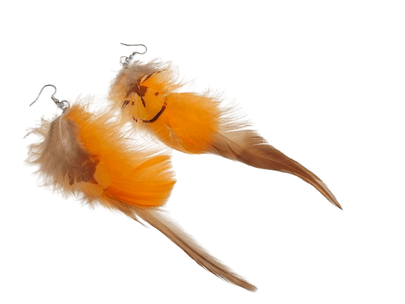 Bohemian Feather Earrings (Orange) Bohemian Feather Earrings (Orange)