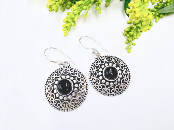 Bohemian Gemstone Earrings Black Onyx