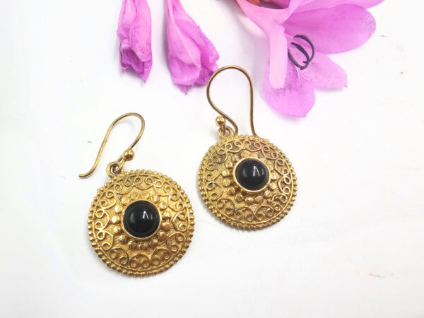 Bohemian Gemstone Earrings Black Onyx