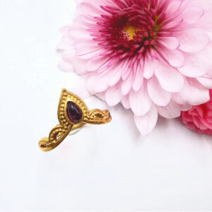 Brass Indian Goddess Amethyst Ring
