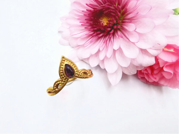 *Brass Indian Goddess Amethyst Ring