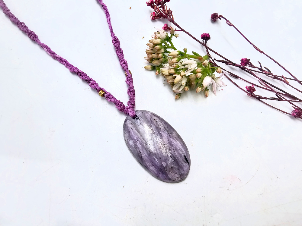 Charoite Macrame Necklace Charoite Macrame Necklace