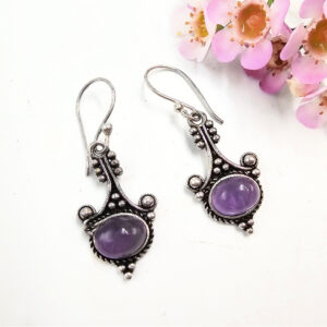 Detailed Drop Amethyst Earrings