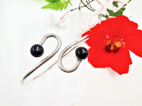 Double Spiral Black Onyx Bangle