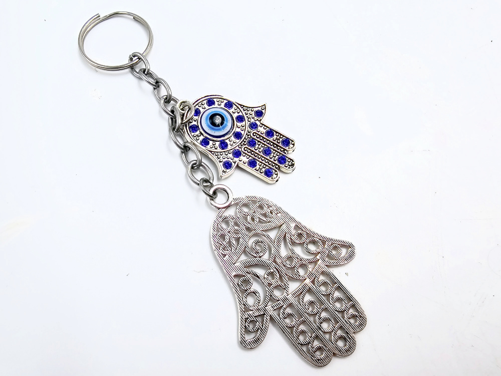 Doubled Hamsa Hand & Evil Eye Keyring Doubled Hamsa Hand & Evil Eye Keyring