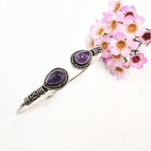 Ethnic BOHO Double Drop Amethyst Bangle