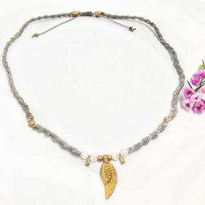 Feather Selenite Macrame Necklace