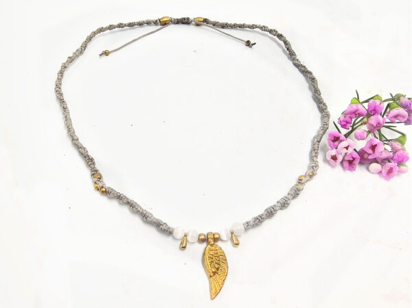 Feather Selenite Macrame Necklace