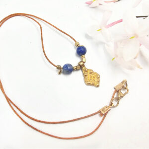 Flower Brass Lapis Lazuli Necklace