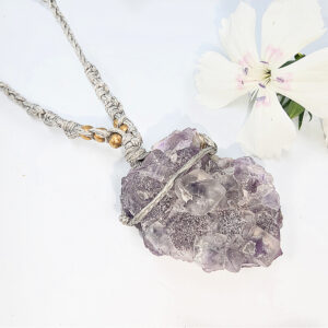 Fluorite Cluster Macrame Necklace