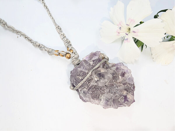 Fluorite Cluster Macrame Necklace