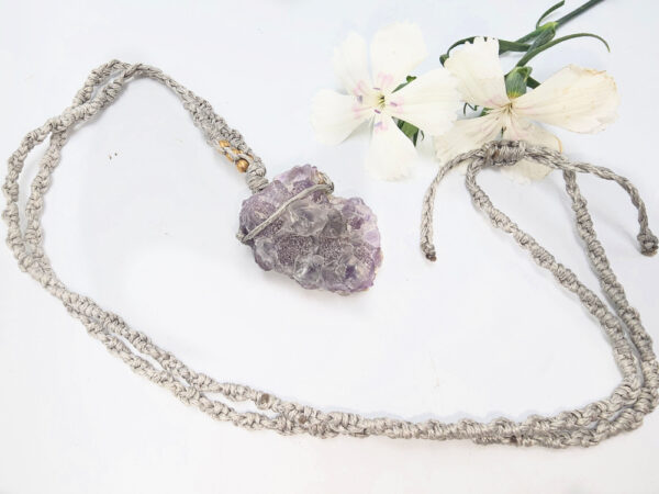 Fluorite Cluster Macrame Necklace - Image 2
