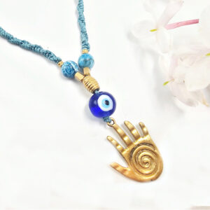 Healing Hand Evil Eye Macrame Necklace