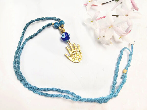 Healing Hand Evil Eye Macrame Necklace - Image 2