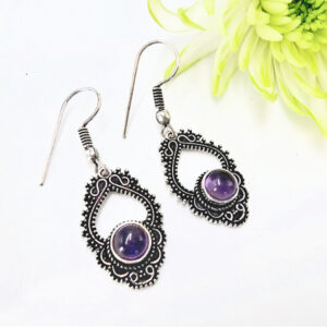 Indian Lattice Amethyst Earrings