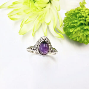 Indian Lattice Amethyst Ring (925 Silver)