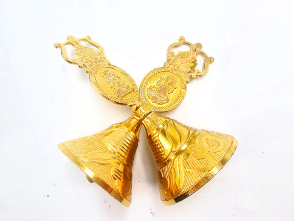 Lakshmi Ganesh Altar Bell Gold Plated (14cm) - Image 2