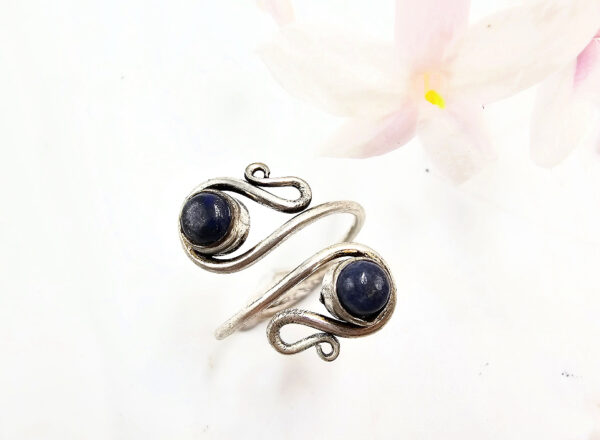 Lapis Lazuli Ring Double Spiral