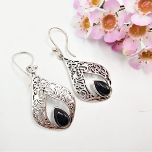 Lattice Drop Earring Black Onyx