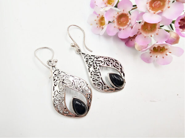 Lattice Drop Earring Black Onyx