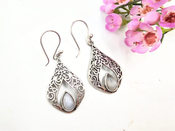 Lattice Drop Earring Moonstone