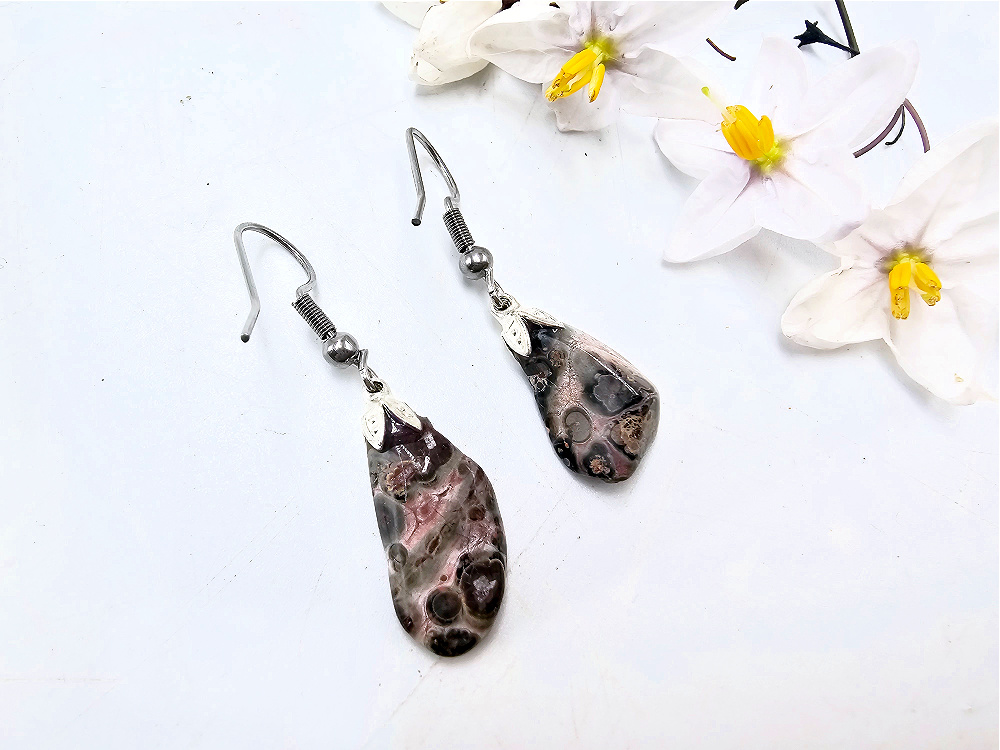 Leopard Skin Jasper Drop Earrings (Stainless Steel) Leopard Skin Jasper Drop Earrings (Stainless Steel)