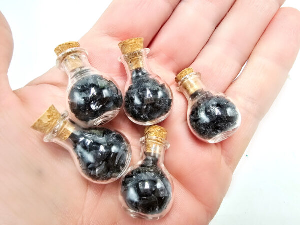 Mini Bottle Of Black Obsidian Chips