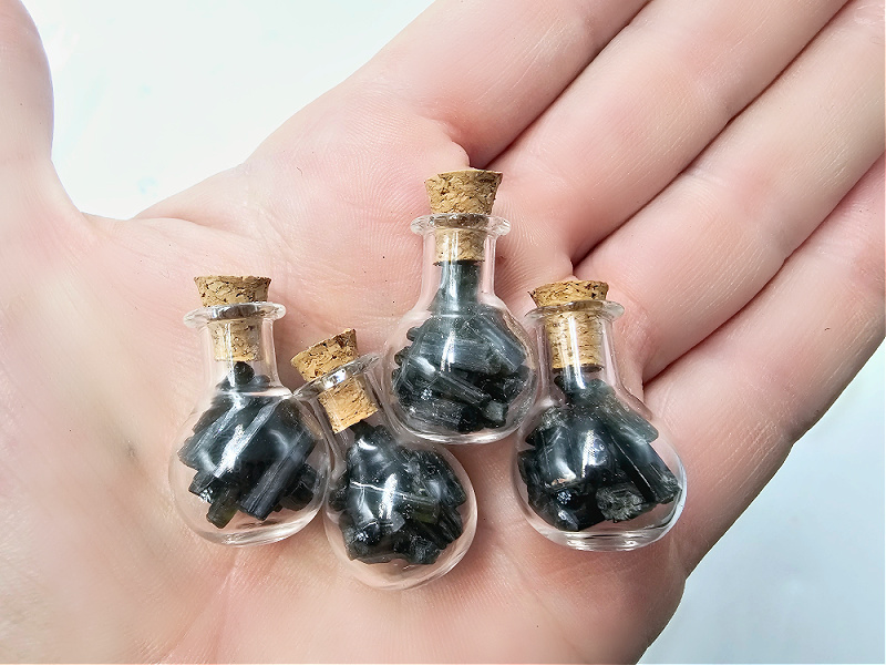 Mini Bottle Of Black Tourmaline Chips Mini Bottle Of Black Tourmaline Chips