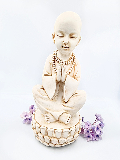 Meditating Monk Statue On Lotus (32cm) Meditating Monk Statue On Lotus (32cm) - Image 2