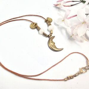 Moon Brass Selenite Necklace