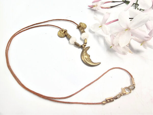 Moon Brass Selenite Necklace