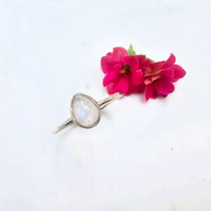 Moonstone Ring Diamond Shape (925 Silver)