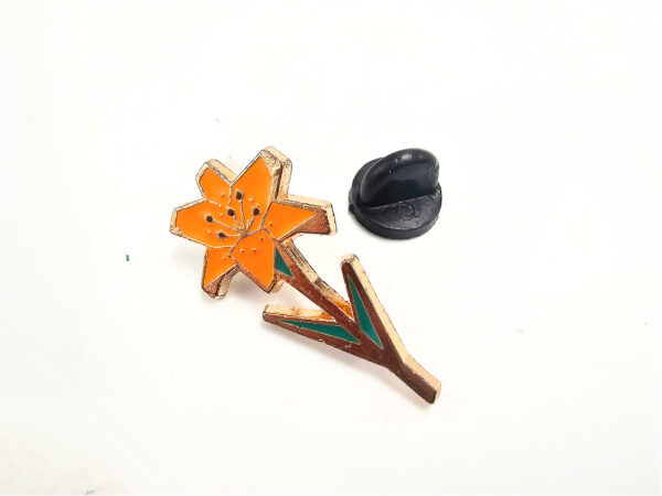 Orange Flower Pin Badge