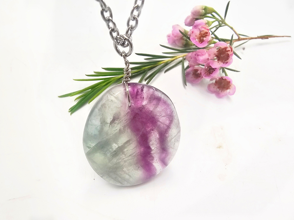 Rainbow Fluorite Necklace (A) Rainbow  Fluorite Necklace (A)
