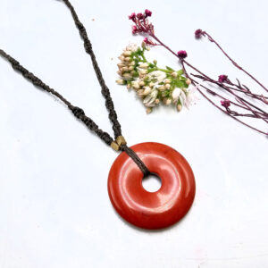 Red Jasper Pi Macrame Necklace