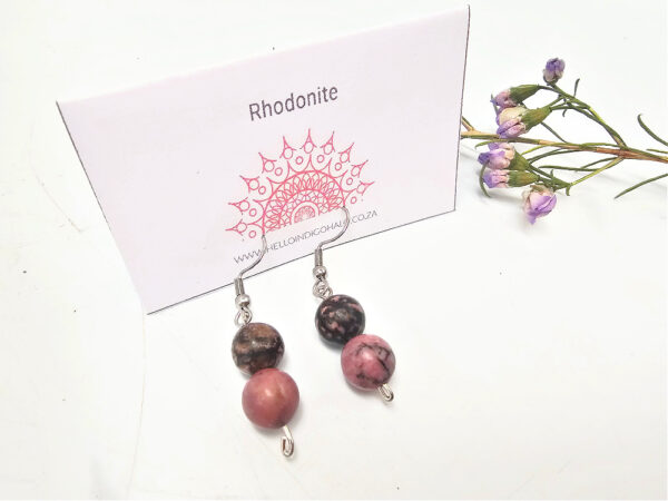 Rhodonite Beaded Dangle Earrings